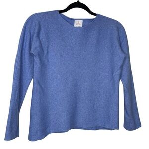 Betta Italy Merino Wool Cashmere Long Sleeve Blue Knit Sweater Size Small